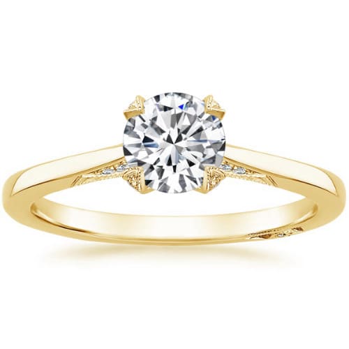3 Ct Natural Diamond Round Cut Carina Side Stone Engagement Rings in 9K Yellow Gold