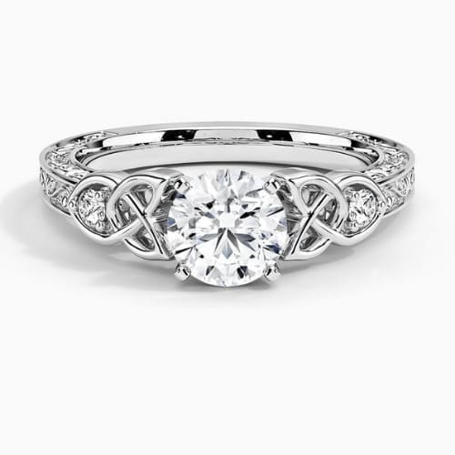 3 Ct Lab-Created Diamond Round Cut Melcy Side Stone Engagement Rings in Silver 925