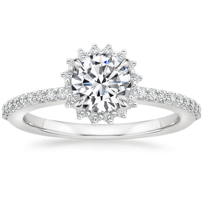 0.2 Ct Lab-Created Diamond Round Cut Aevyrie Halo Engagement Rings in Silver 925