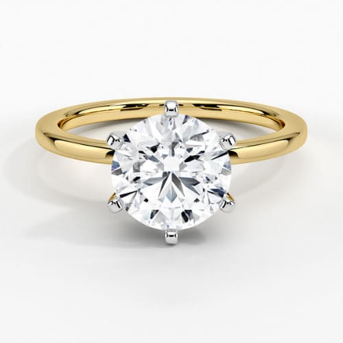 0.1 Ct Natural Round Cut Vijaya  Solitaire Diamond Rings in 9K Yellow Gold