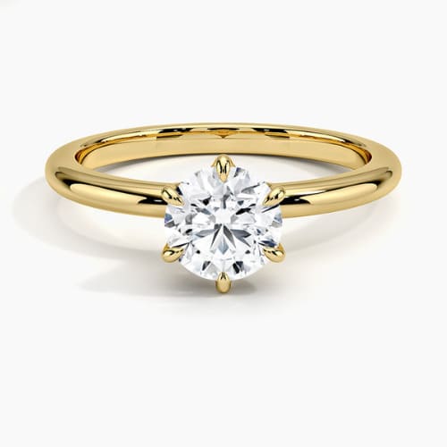 0.1 Ct Natural Round Cut Danesha  Solitaire Diamond Rings in 9K Yellow Gold