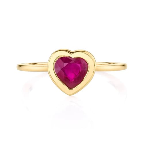 0.30 Carat Bazel Setting Heart Shaped Ruby Ring