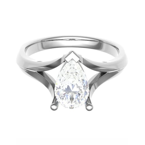 Natural Pear Cut Daisia  Solitaire Diamond Rings in 9K White Gold