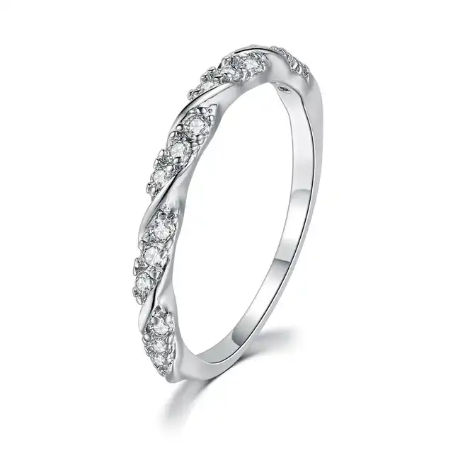 0.5 Ct Natural Diamond Round Cut Rosa  Half Eternity in 9K White Gold