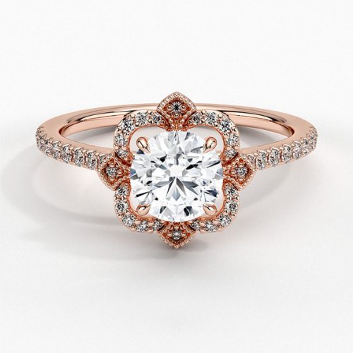 3 Ct Natural Diamond Round Cut Loyla Vintage Engagement Rings in Silver 925