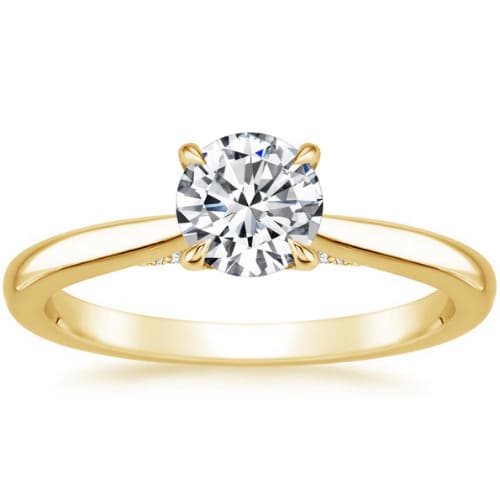 3 Ct Lab-Created Diamond Round Cut Clementa Side Stone Engagement Rings in 9K Yellow Gold