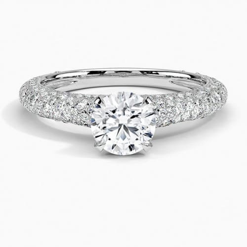 3 Ct Lab Grown Diamond Round Cut Evangeline Side Stone Engagement Rings in Silver 925
