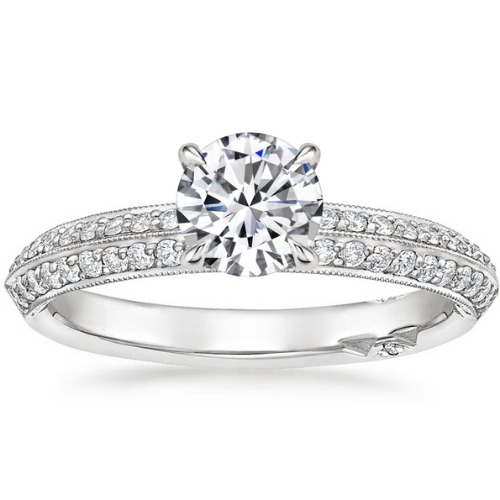 3 Ct Lab-Created Diamond Round Cut Beohha  Side Stone Engagement Rings in Silver 925