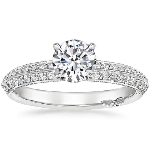 3 Ct Lab-Created Diamond Round Cut Beohha  Side Stone Engagement Rings in Silver 925