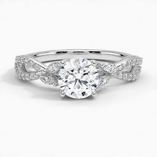 0.2 Ct Natural Diamond Round Cut  Carissa Side Stone Engagement Rings in Silver 925