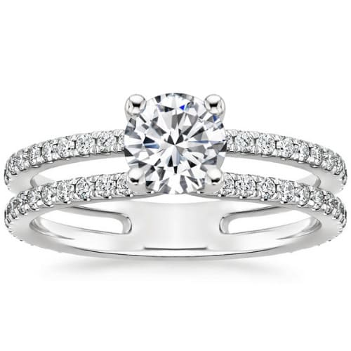 0.2 Ct Natural Diamond Round Cut Casi  Side Stone Engagement Rings in Silver 925