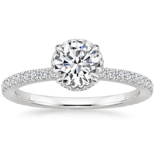 0.2 Ct Natural Diamond Round Cut Hannah  Side Stone Engagement Rings in Silver 925