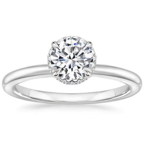 0.2 Ct Natural Diamond Round Cut Coeli  Side Stone Engagement Rings in Silver 925