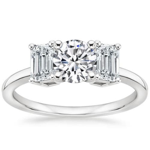 0.2 Ct Natural Diamond Round Cut Cordelia  Side Stone Engagement Rings in Silver 925