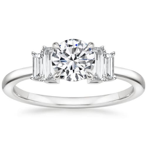 0.2 Ct Natural Diamond Round Cut Celia  Side Stone Engagement Rings in Silver 925