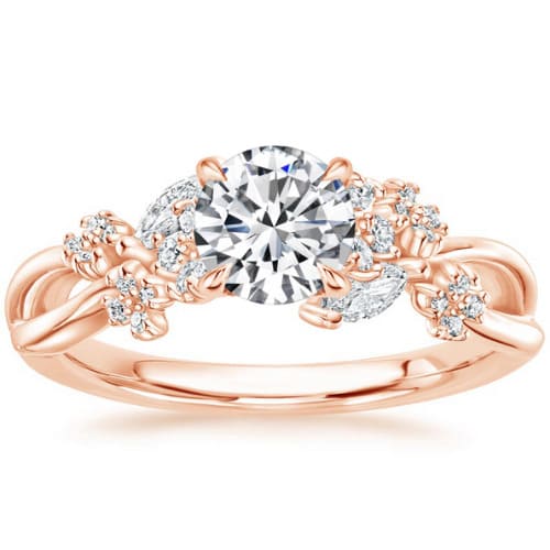 0.2 Ct Natural Diamond Round Cut Delfia Side Stone Engagement Rings in Silver 925