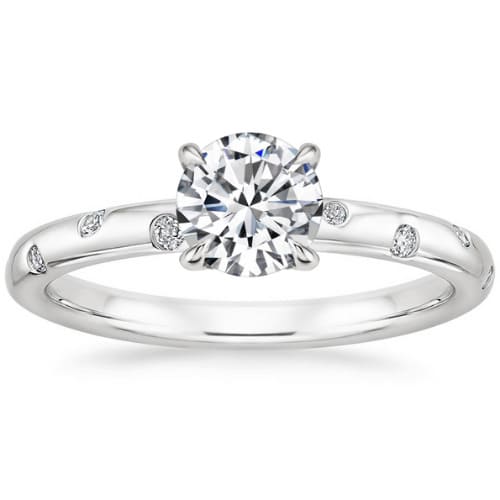 0.2 Ct Natural Diamond Round Cut Carlye  Side Stone Engagement Rings in Silver 925