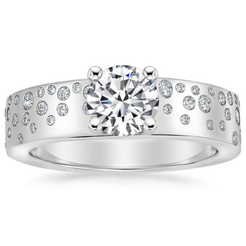 0.2 Ct Natural Diamond Round Cut Beortbtraed  Side Stone Engagement Rings in Silver 925