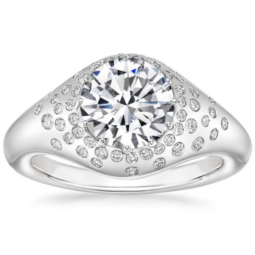 0.2 Ct Natural Diamond Round Cut Claira  Side Stone Engagement Rings in Silver 925