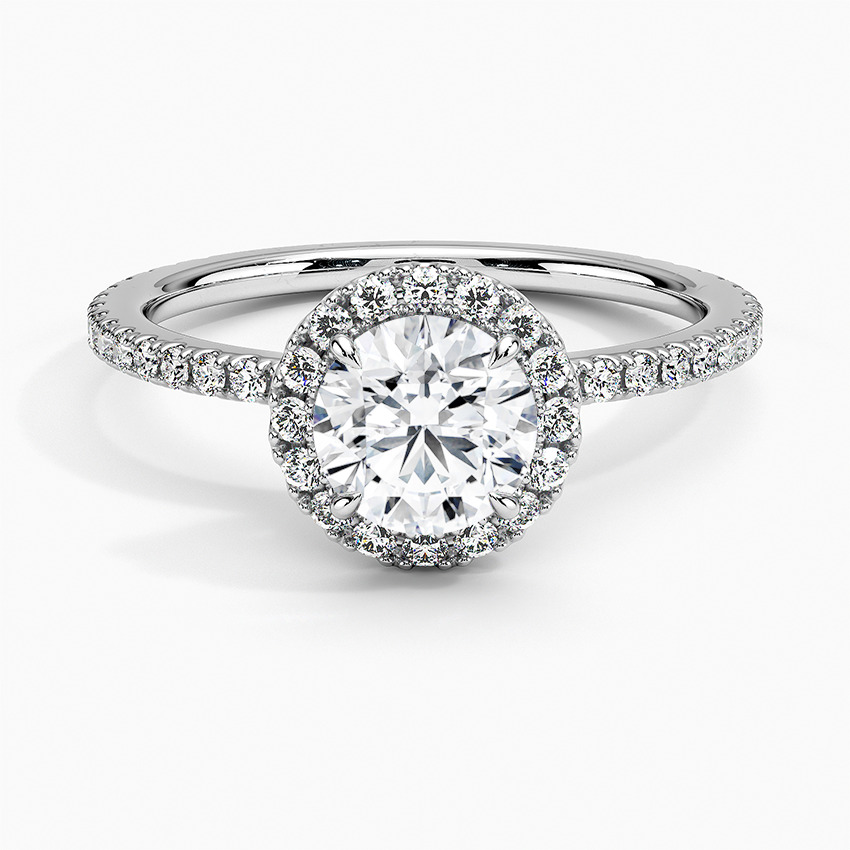 0.2 Ct Natural Diamond Round Cut Azuro Halo Engagement Rings in Silver 925