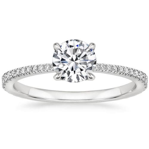 0.2 Ct Natural Diamond Round Cut  Candida Side Stone Engagement Rings in Silver 925