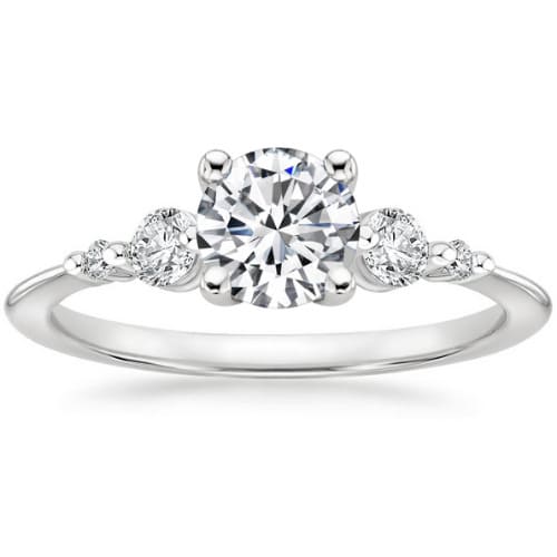 0.2 Ct Natural Diamond Round Cut Elina Side Stone Engagement Rings in Silver 925