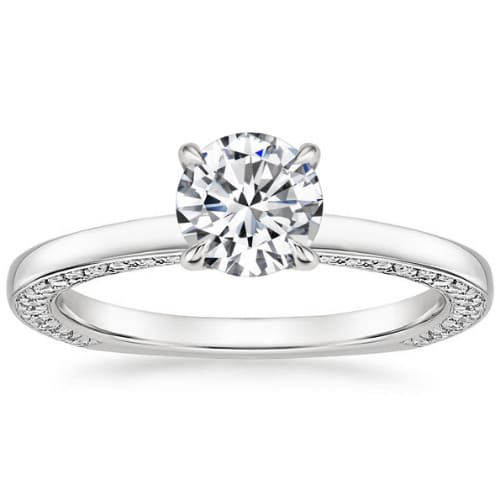 0.2 Ct Natural Diamond Round Cut Bemma  Side Stone Engagement Rings in Silver 925