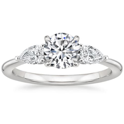 0.2 Ct Natural Diamond Round Cut Cinda Side Stone Engagement Rings in Silver 925