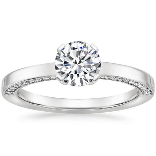 0.2 Ct Natural Diamond Round Cut Cambree  Side Stone Engagement Rings in Silver 925