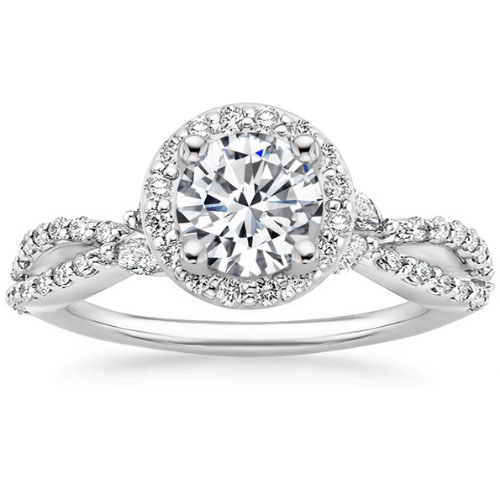 0.2 Ct Natural Diamond Round Cut Aetti  Halo Engagement Rings in Silver 925