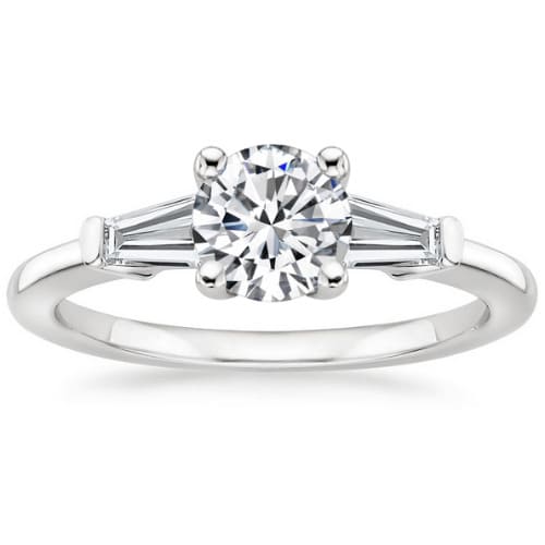 0.2 Ct Natural Diamond Round Cut Capri  Side Stone Engagement Rings in Silver 925
