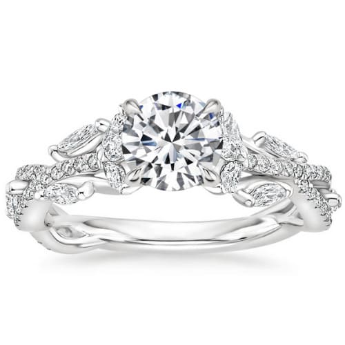 0.2 Ct Natural Diamond Round Cut Catlin Side Stone Engagement Rings in Silver 925