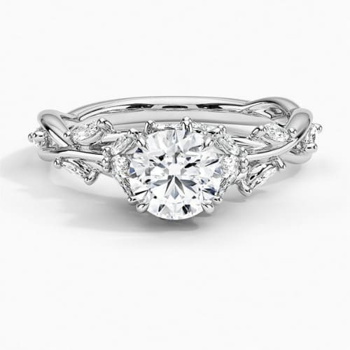 0.2 Ct Natural Diamond Round Cut Carline Side Stone Engagement Rings in Silver 925