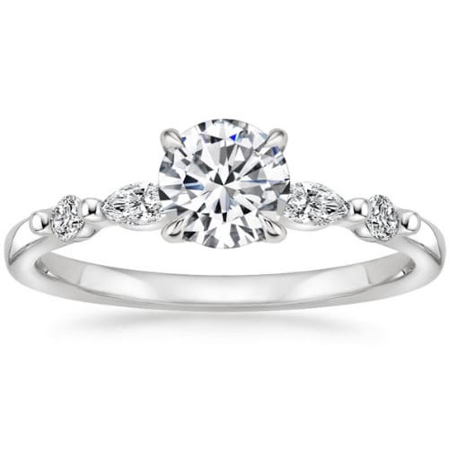 0.2 Ct Natural Diamond Round Cut Carra Side Stone Engagement Rings in Silver 925