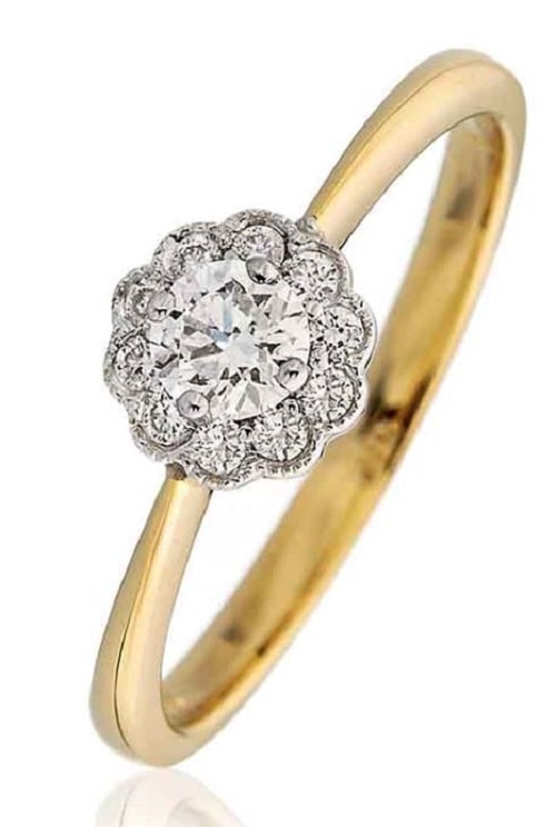 0.30 Carat Natural Round Brilliant cut Diamond Designer Ring 18k Gold 