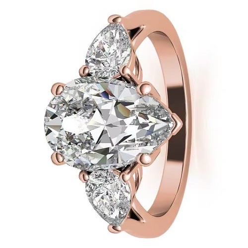 1.5 Ct Lab-Created Pear Cut Dameta  3 Stone Ring Diamond Rings in 9K White Gold