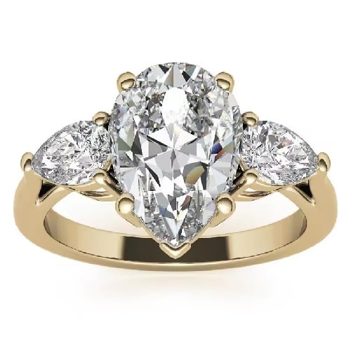 1.5 Ct Lab-Created Pear Cut Dameta  3 Stone Ring Diamond Rings in 9K White Gold
