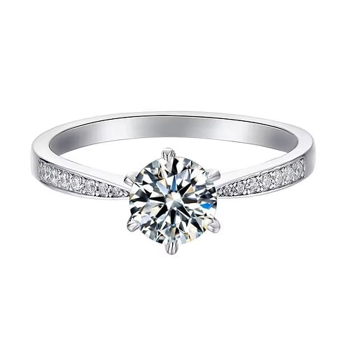 0.2 Ct Natural Diamond Round Cut  Calypso For Women Engagement Rings in 9K White Gold