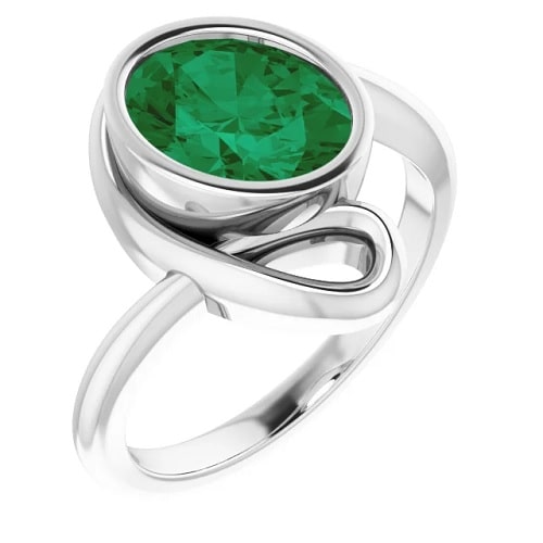 1.9 Ct Emerald Oval Cut Zahira  Diamond Rings in Silver 925