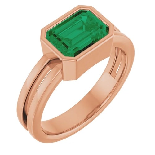Danice Emerald Bezel  Engagement Ring
