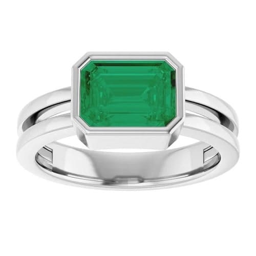 Danice Emerald Bezel  Engagement Ring