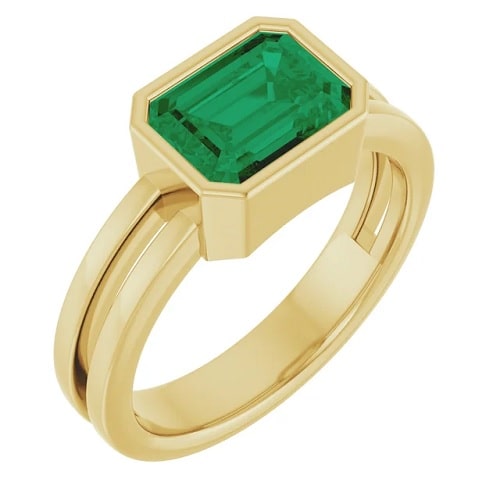 Danice Emerald Bezel  Engagement Ring