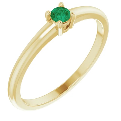 0.15 Carat Natural Emerald May Birthstone Round Brilliant Cut Women's Ring