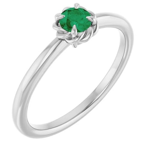 0.3 Ct Emerald Round Cut Brilynn  in Silver 925