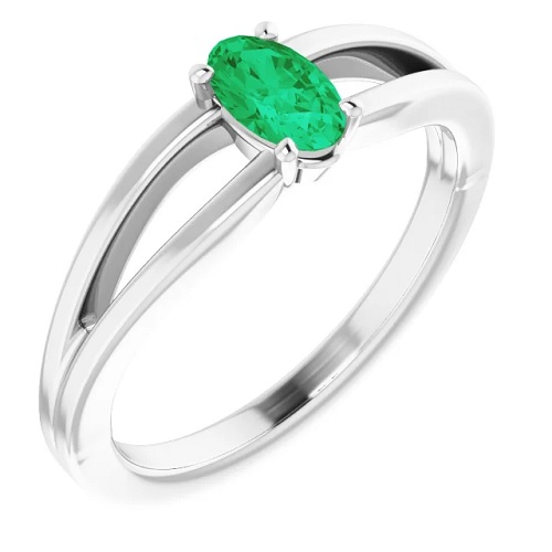 0.25 Ct Emerald Oval Cut Xylia  Diamond Rings in Silver 925