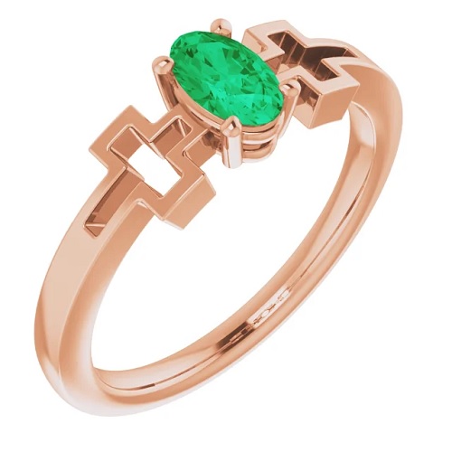 0.25 Ct Emerald Oval Cut Oceana  Diamond Rings in Silver 925