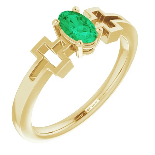 0.25 Ct Emerald Oval Cut Oceana  Diamond Rings in Silver 925