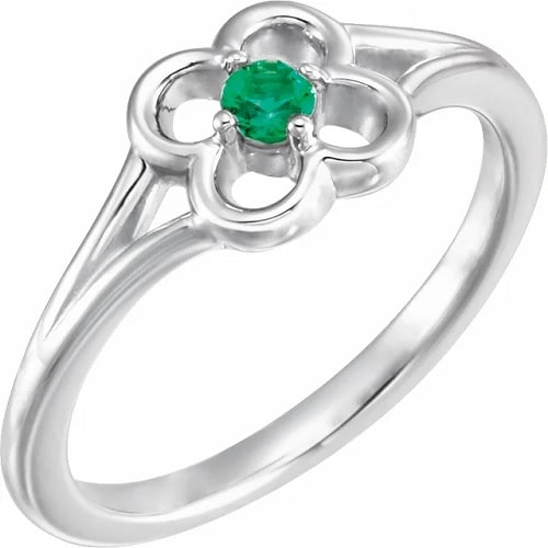 0.06 Ct Emerald Round Cut Zionna  in Silver 925