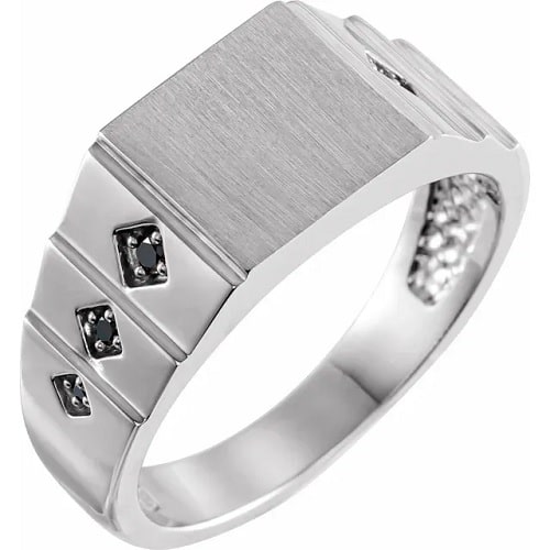 0.3 Ct Black Diamond Round Cut Cynna Men's Wedding Rings in Platinum(950)