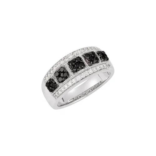 0.8 Ct Round Cut Yuritzi Black Ring Diamond Rings in Silver 925